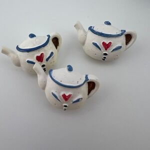 Teapot Buttons Lot 3 Floral Cottagecore Novelty Sewing Craft